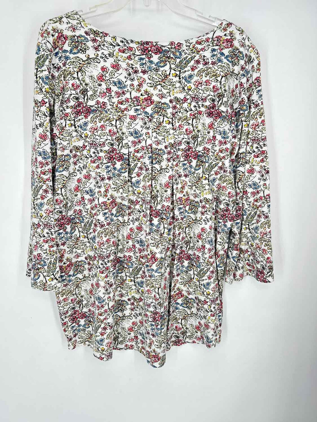 J Jill Size L Green Floral Long Sleeve