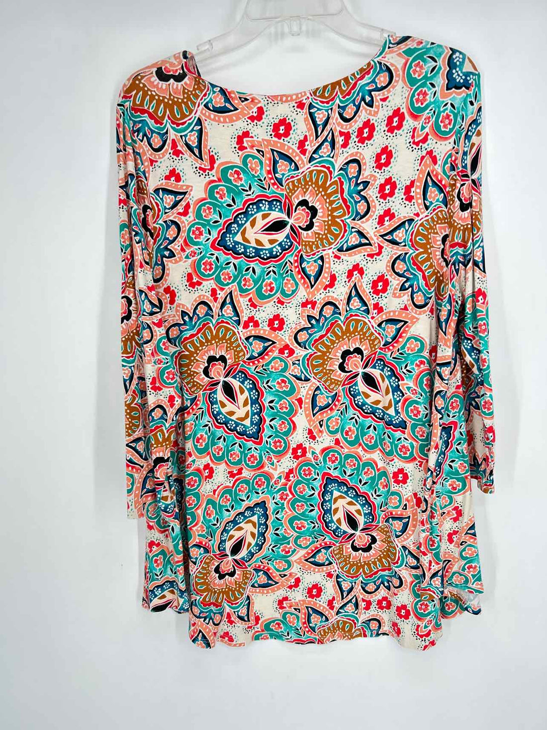 Chicos Size 2/L Cream Multi Color Long Sleeve