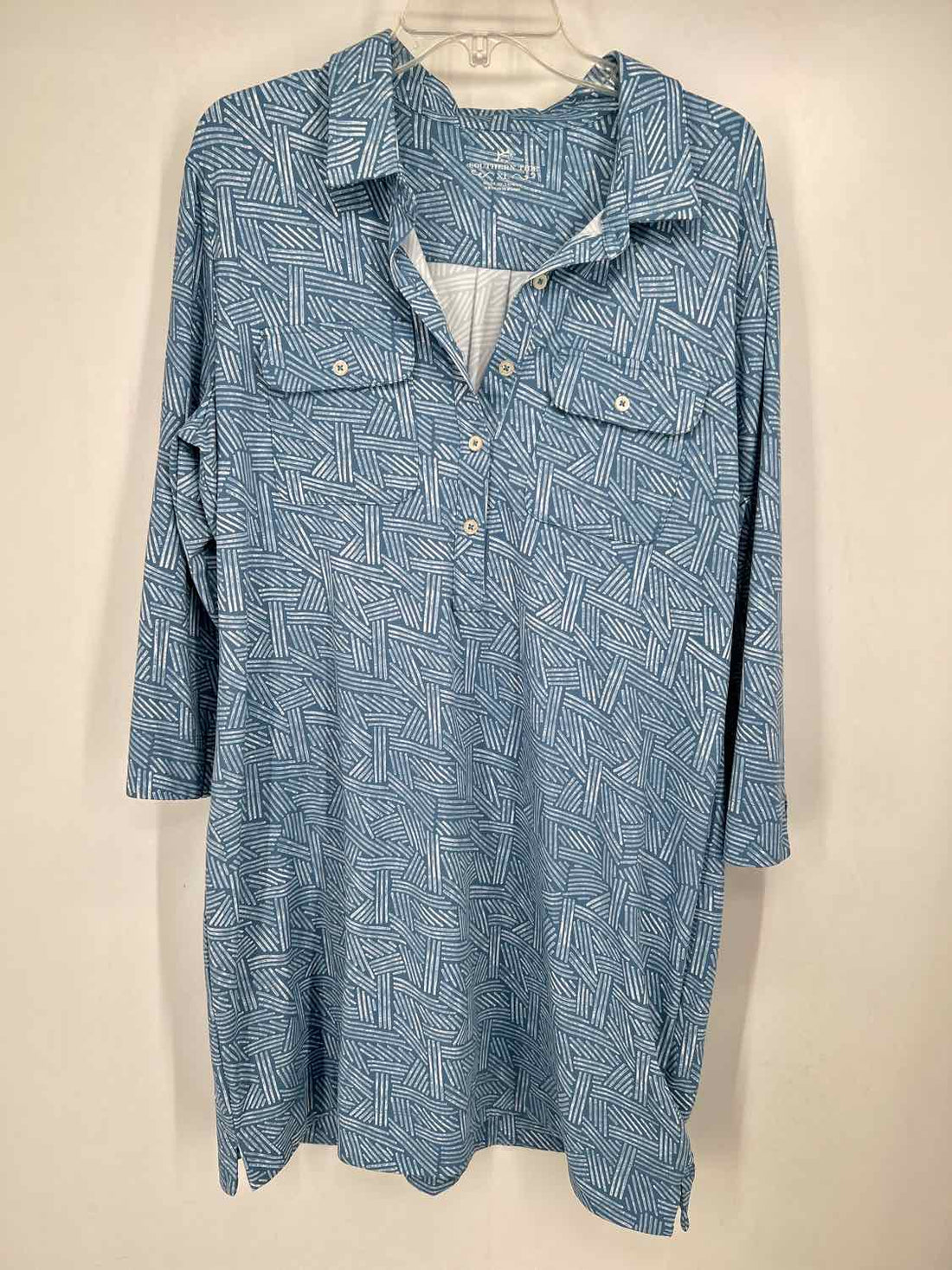 Southern Tide Size XL Blue Print Long Sleeve Dress