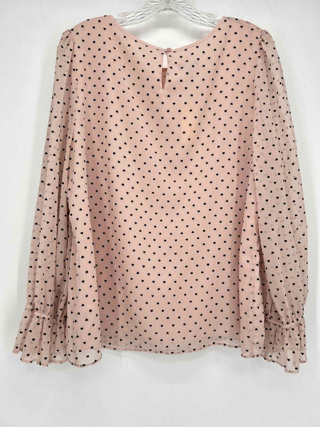 Talbots Size XLP Light Pink & Black Velvet Hearts Print Long Sleeve