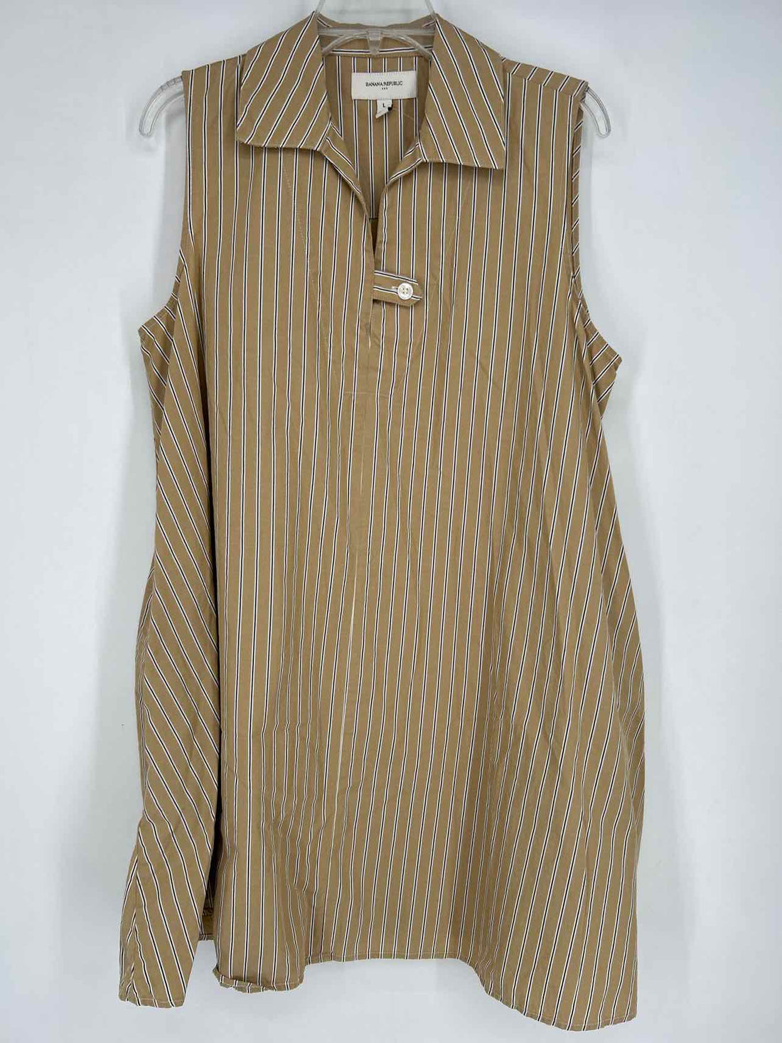 Banana Republic Size L Tan Striped Sleeveless Dress