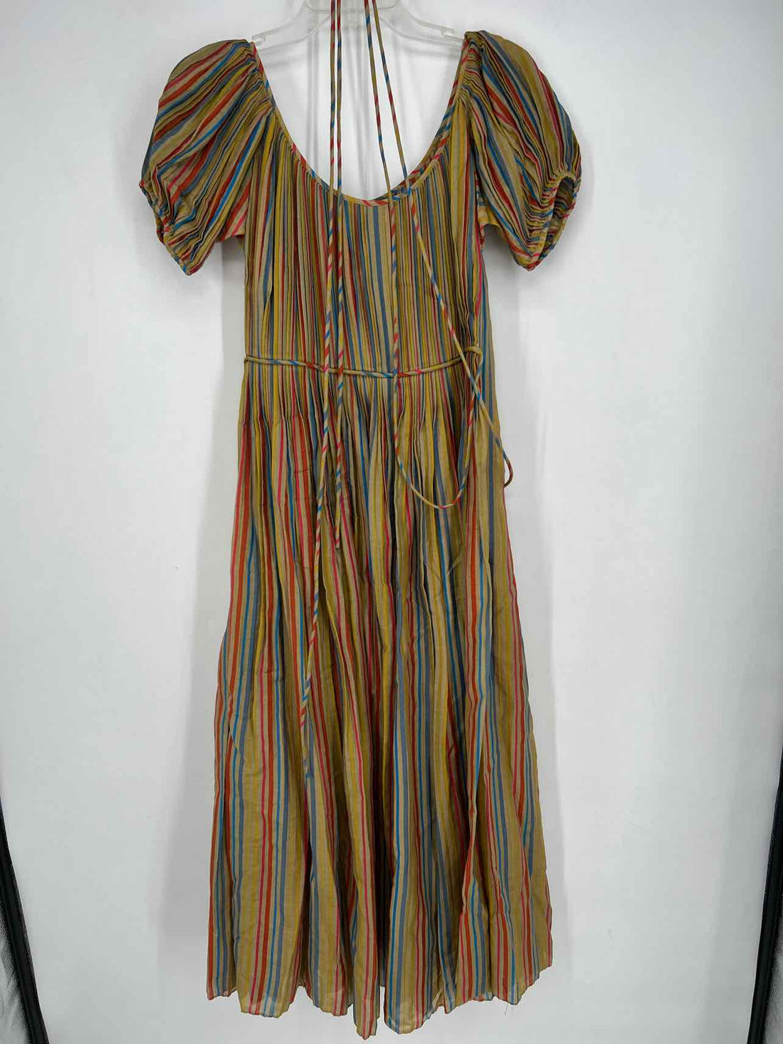 Tory Burch Size 4 Pale Olive Striped Cotton/Silk Dress