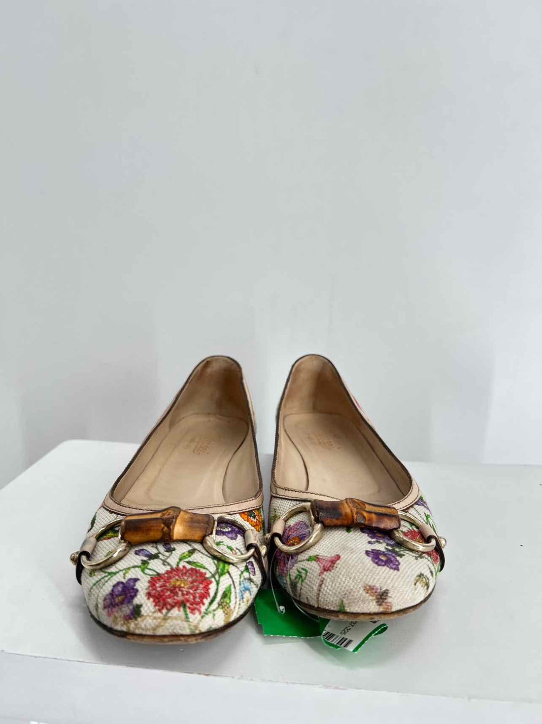Gucci Women Size 8B Flora Horsebit Ballet Flat As Is LUXURY