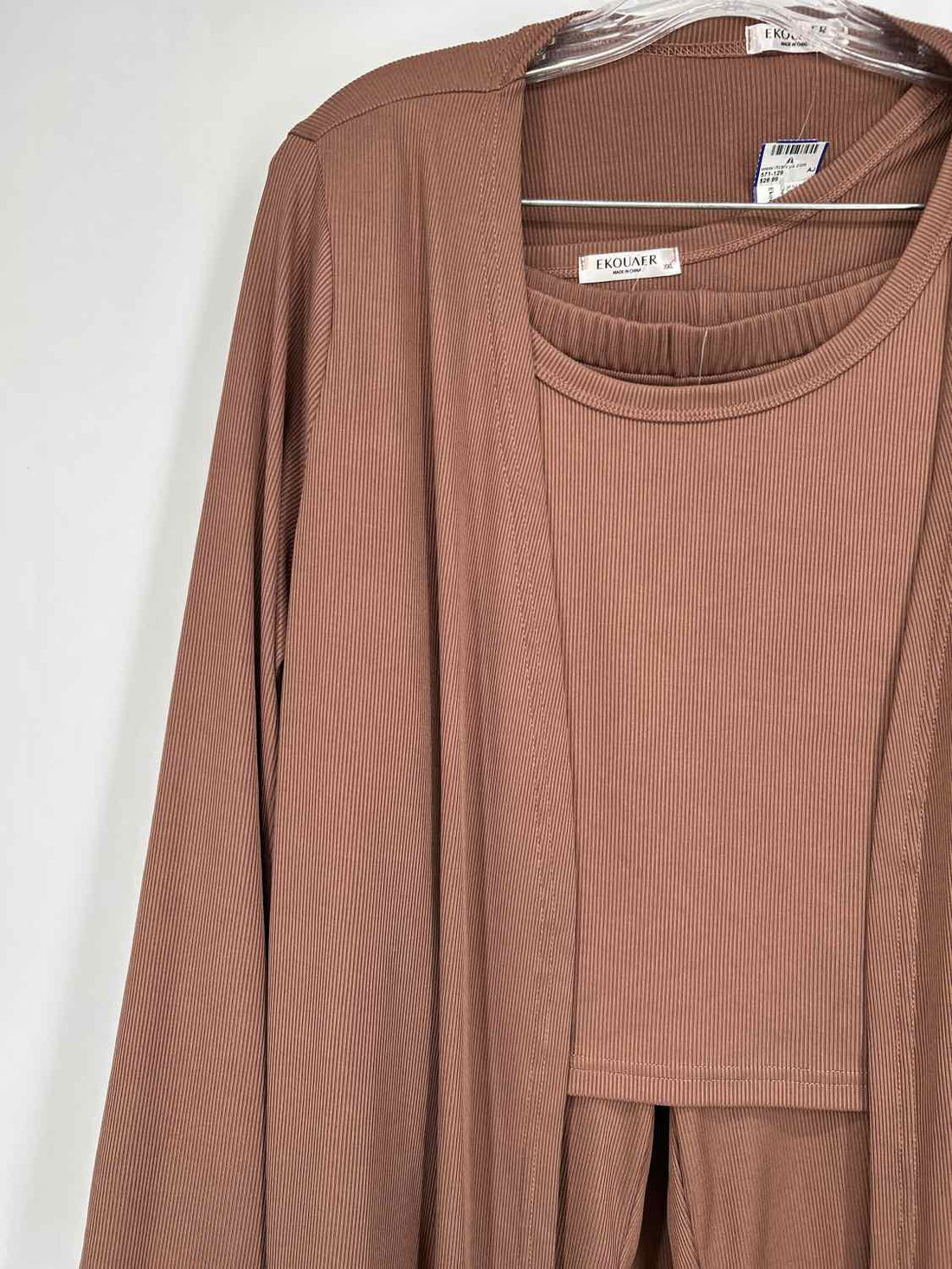 Ekouaer Puddy Ribbed Long Sleeve 3 PC Set