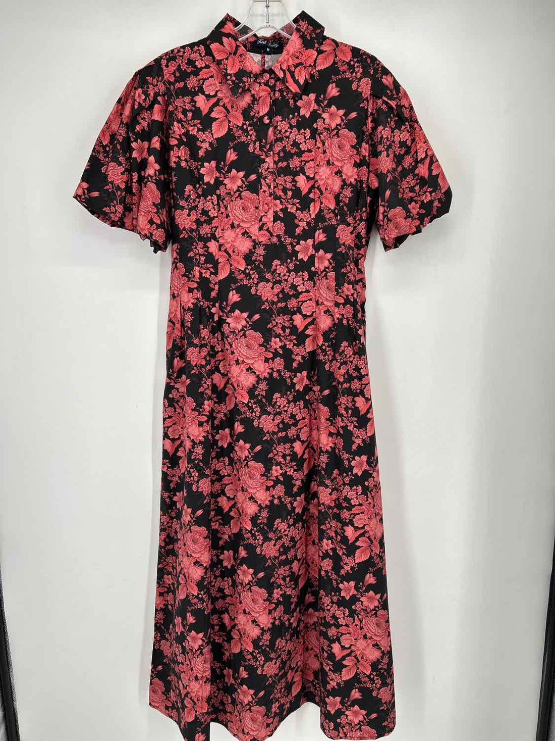 Trish Scully Size M Black & Pink Floral Dress