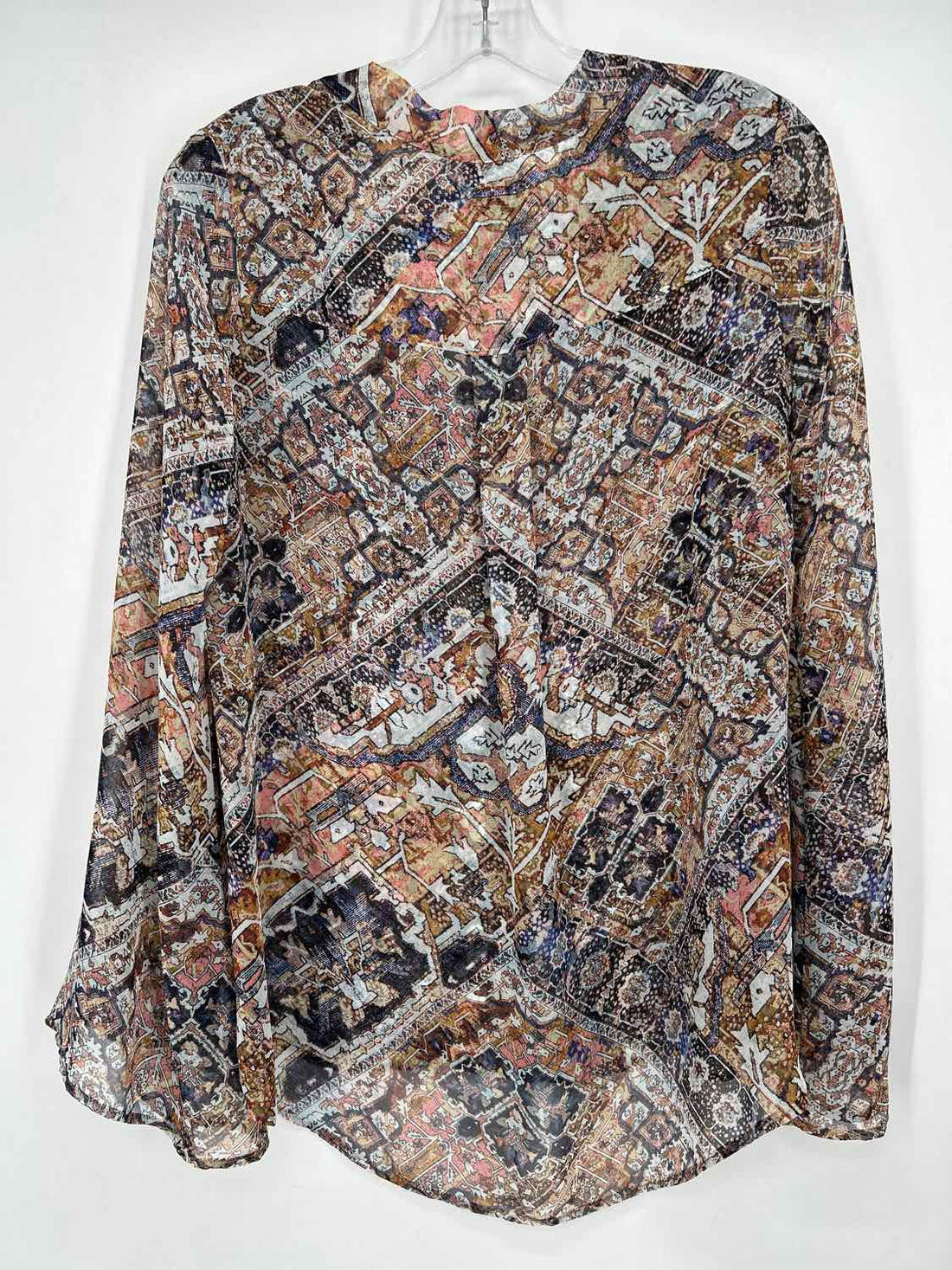 Show Me Your Mumu Size XS Blue & Beige Print Long Sleeve