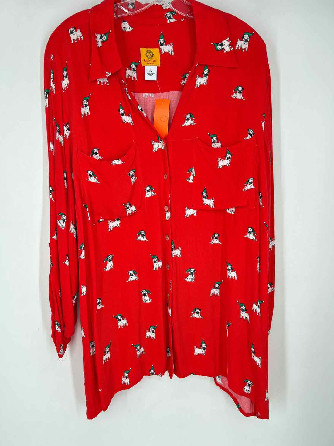 Ruby Rd 2X Red Print Holiday