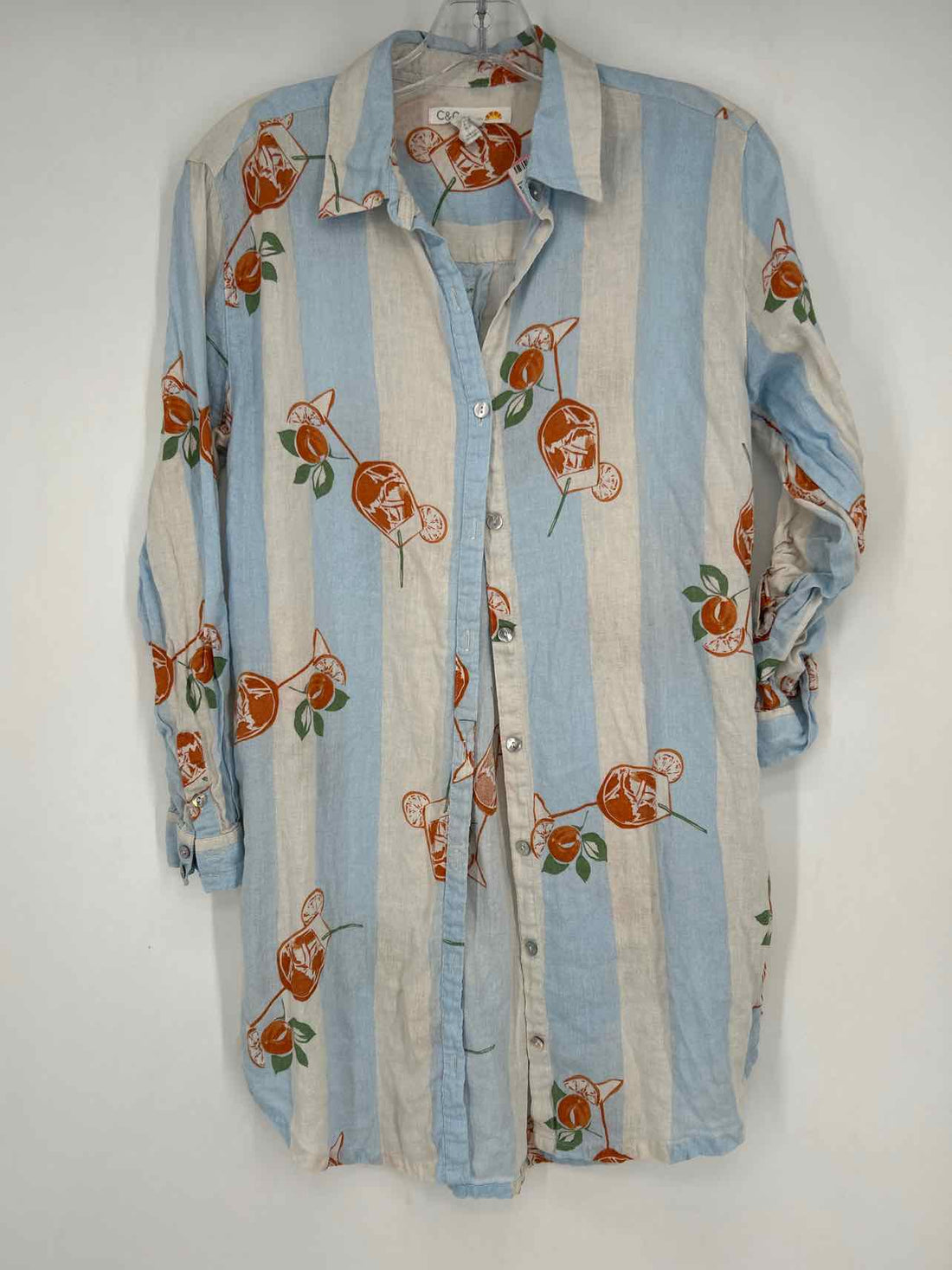 C&C California Size S Blue & White Striped Long Sleeve
