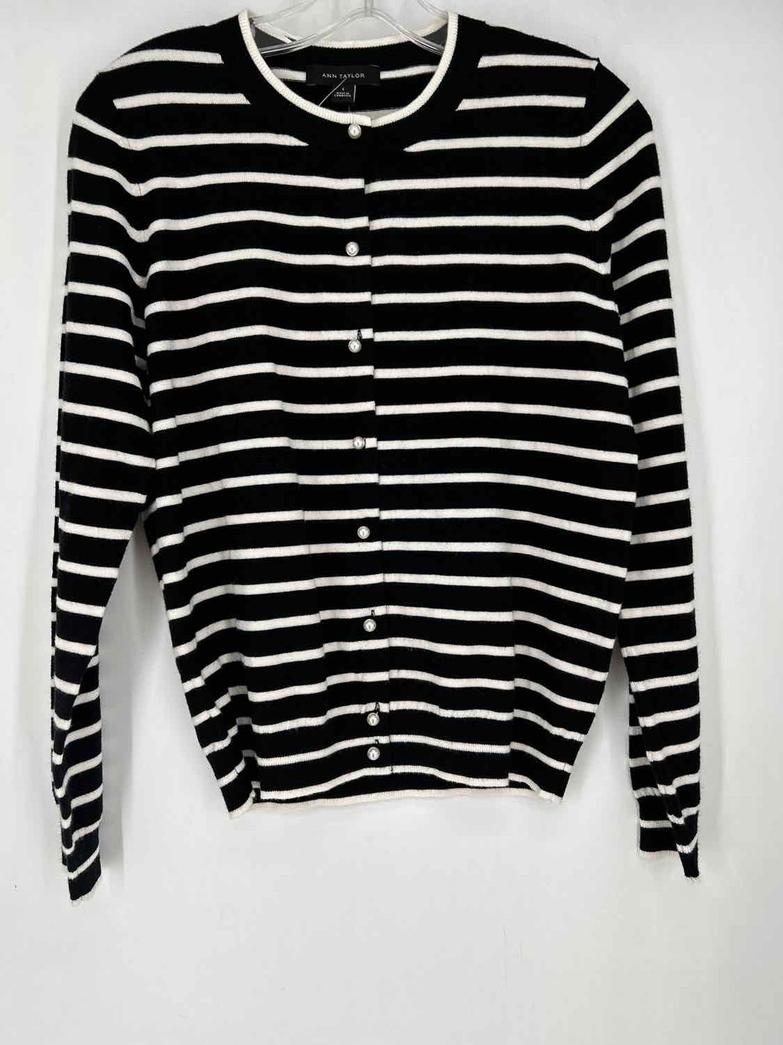 Ann Taylor Size S Black & White Striped Cardigan