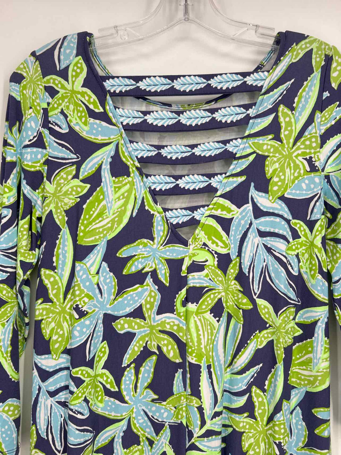 Lilly Pulitzer S Navy & Green Print Long Sleeve Lilly Pulitzer Dress