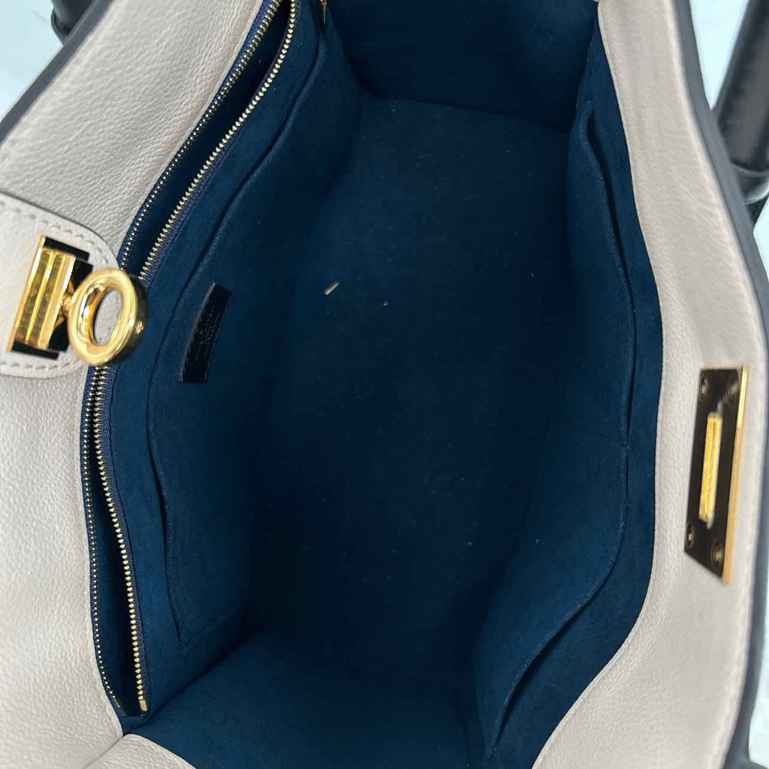 Louis Vuitton On My Side Tote  Navy Leather & Coated Canvas Like New LUXURY