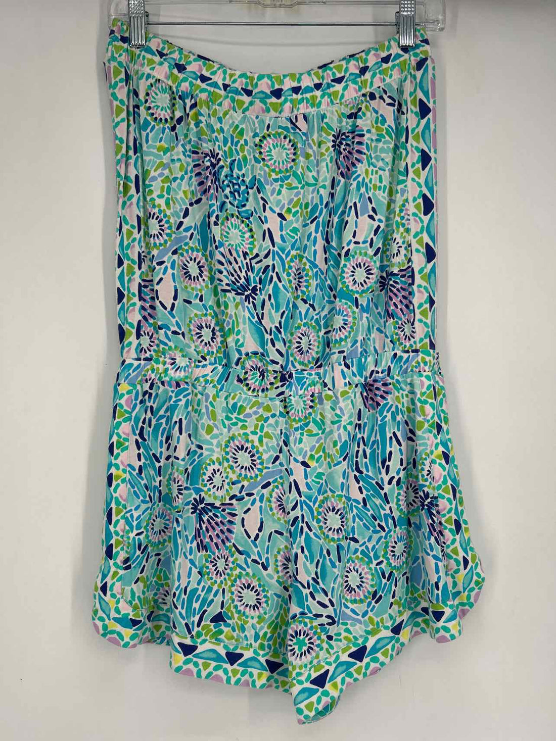 Lilly Pulitzer M White Blue & Green Strapless Lilly Pulitzer Romper