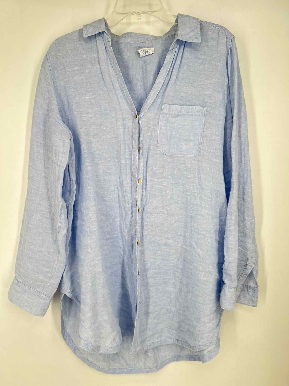 Sigrid Olsen Size L Light Blue Linen 100% Long Sleeve