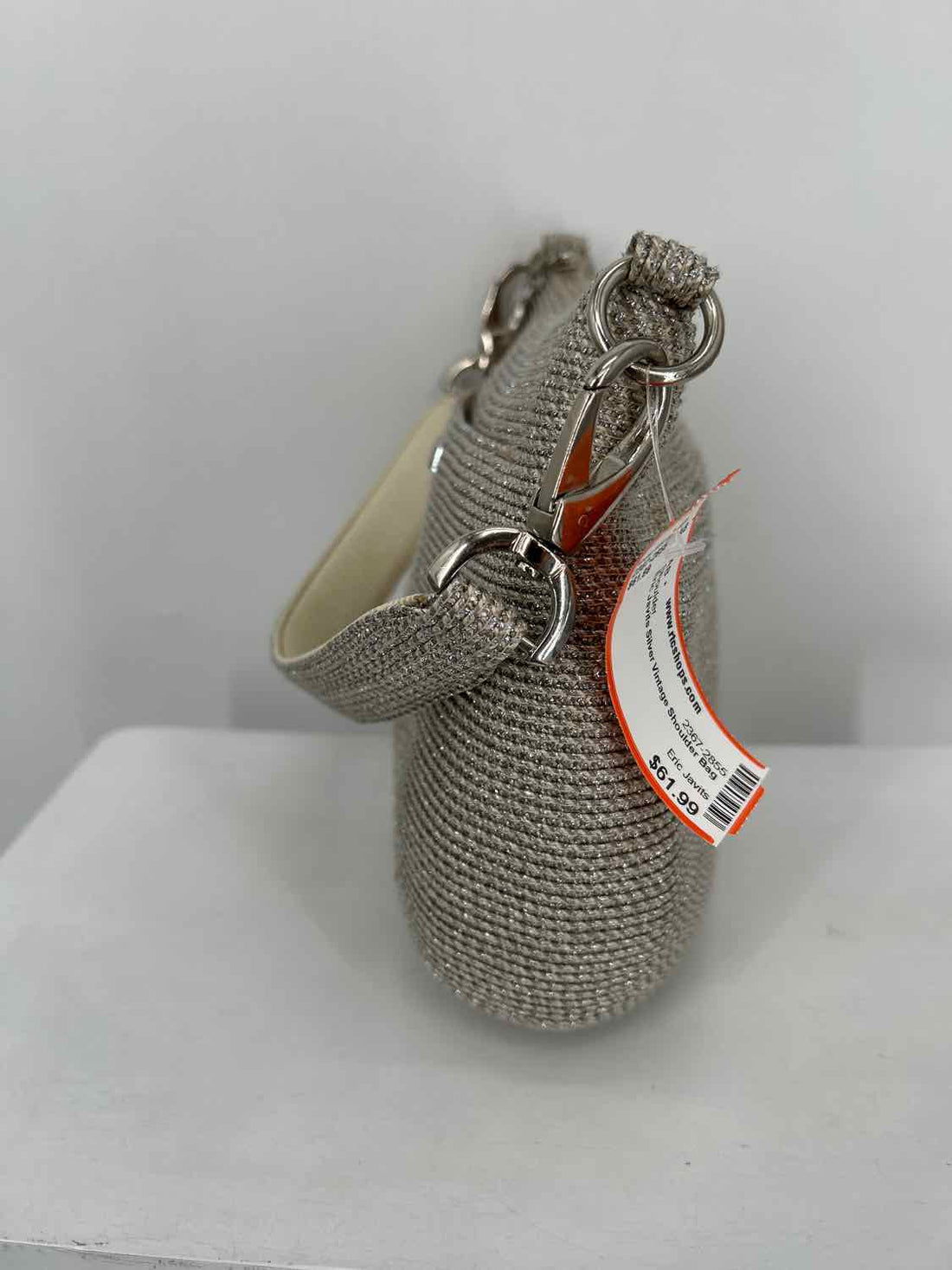 Eric Javits Silver Vintage Shoulder Bag Woven Straw