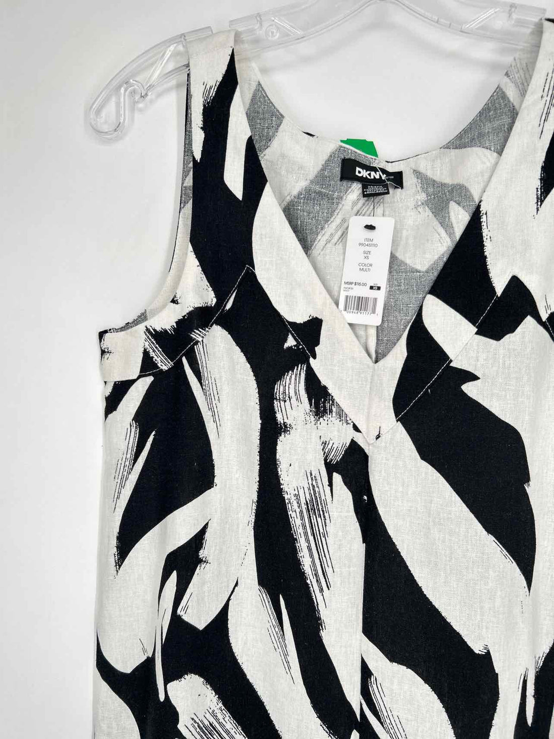 DKNY Size XS White & Black Print NWT Dress