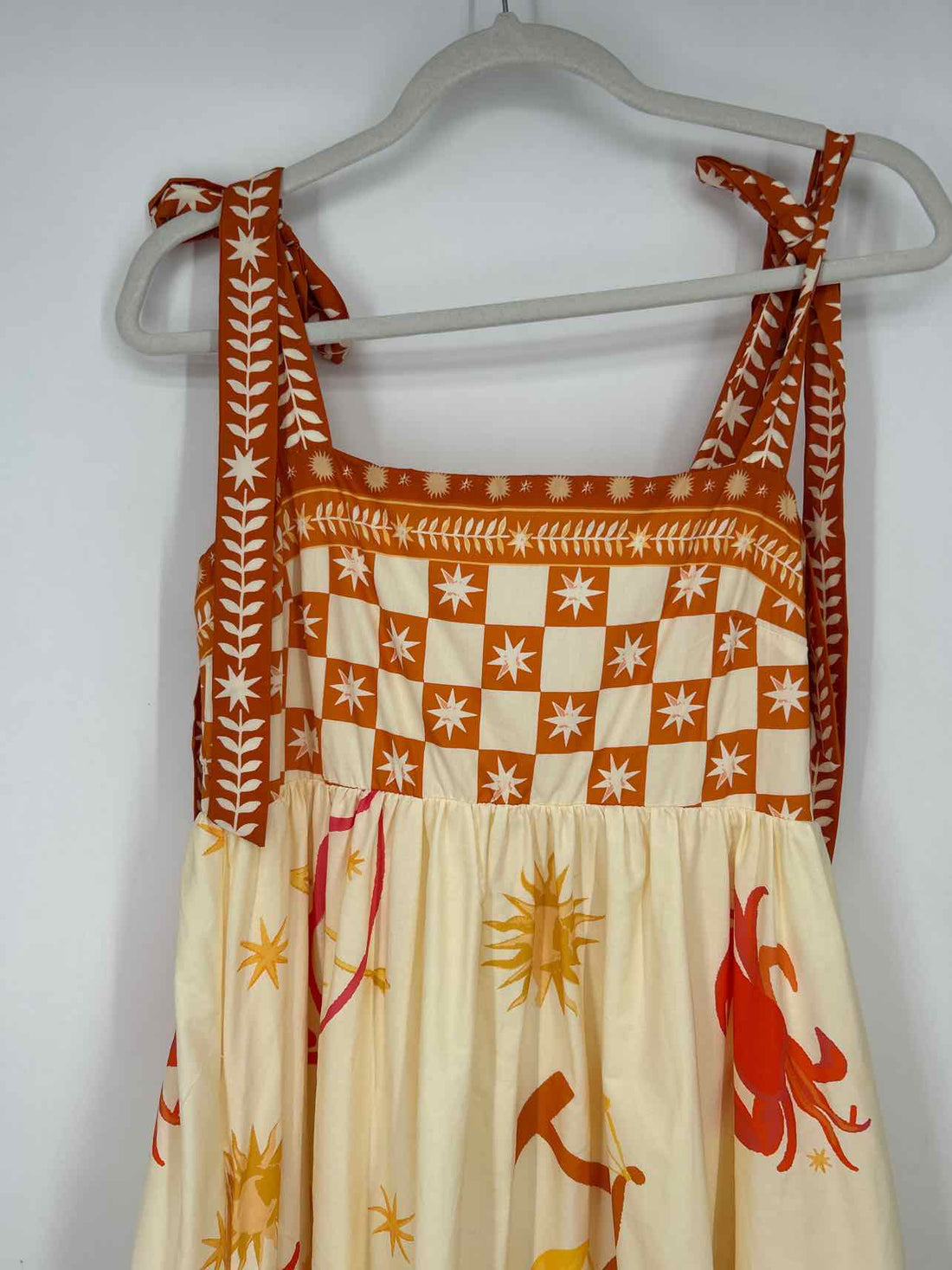 Flying Tomato M Orange & Cream Print New Boutique Dress