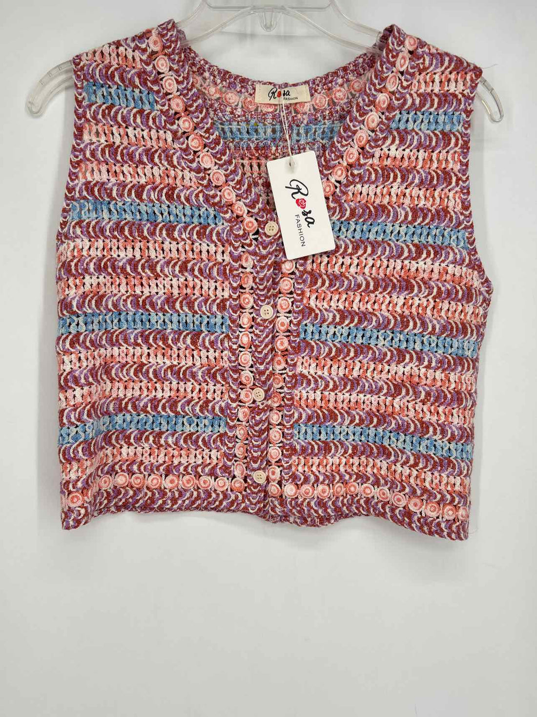 Rosa Fashion Size One Size Pink & Purple Crochet NWT Vest