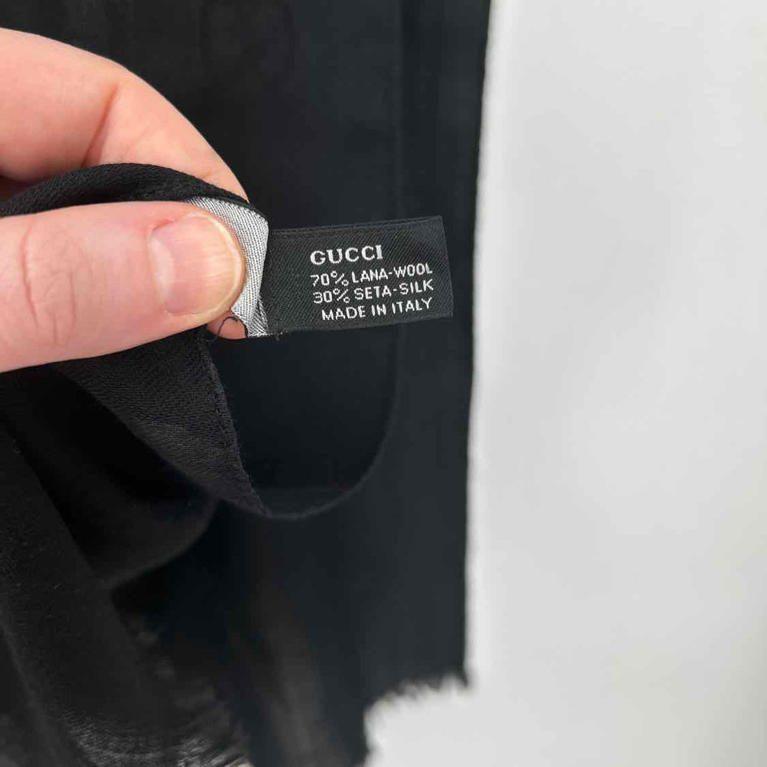 Gucci Wool & Silk Black GG Scarf LUXURY
