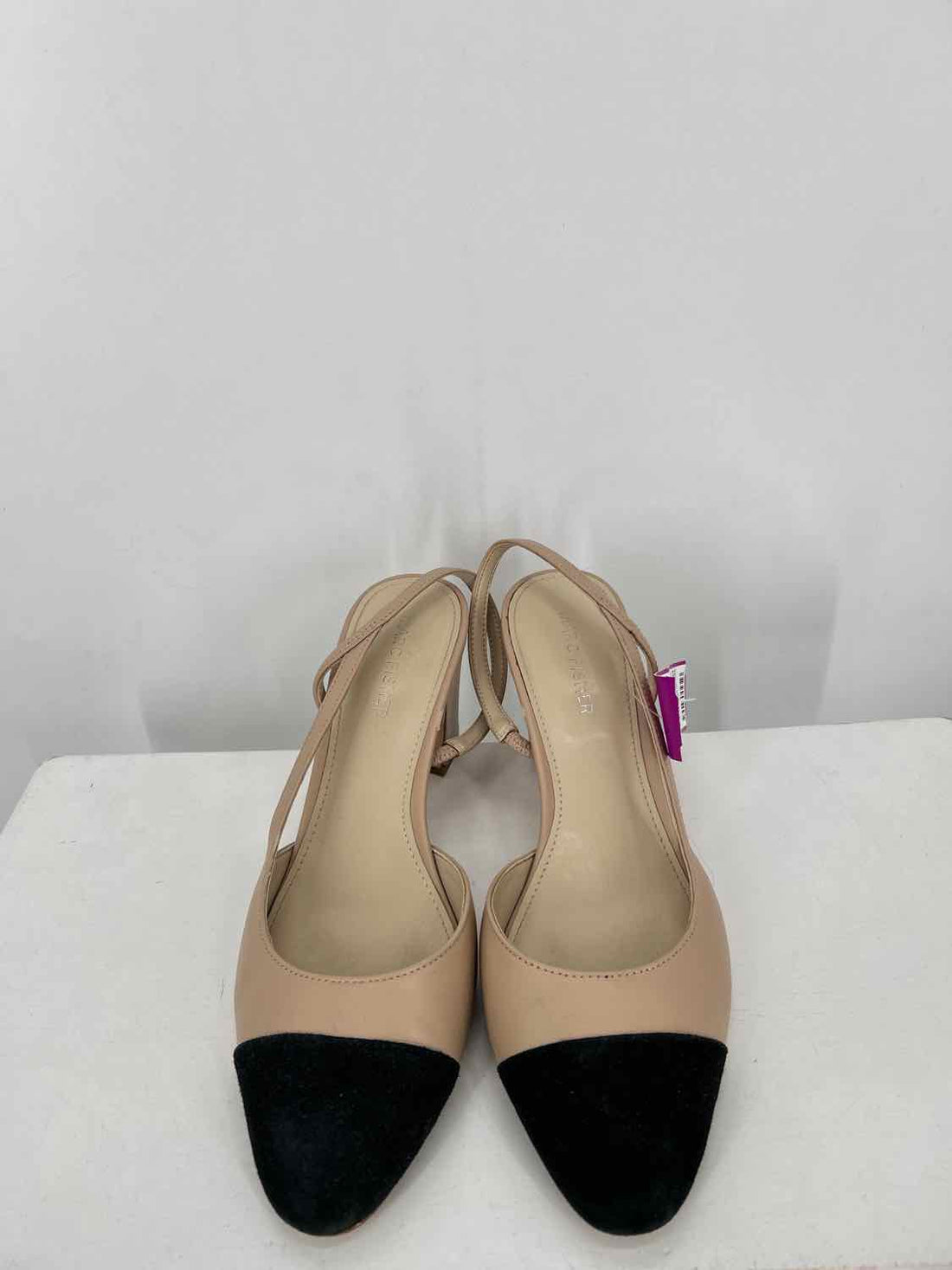 Marc Fisher Women Size 8 Beige & Black Sling Back