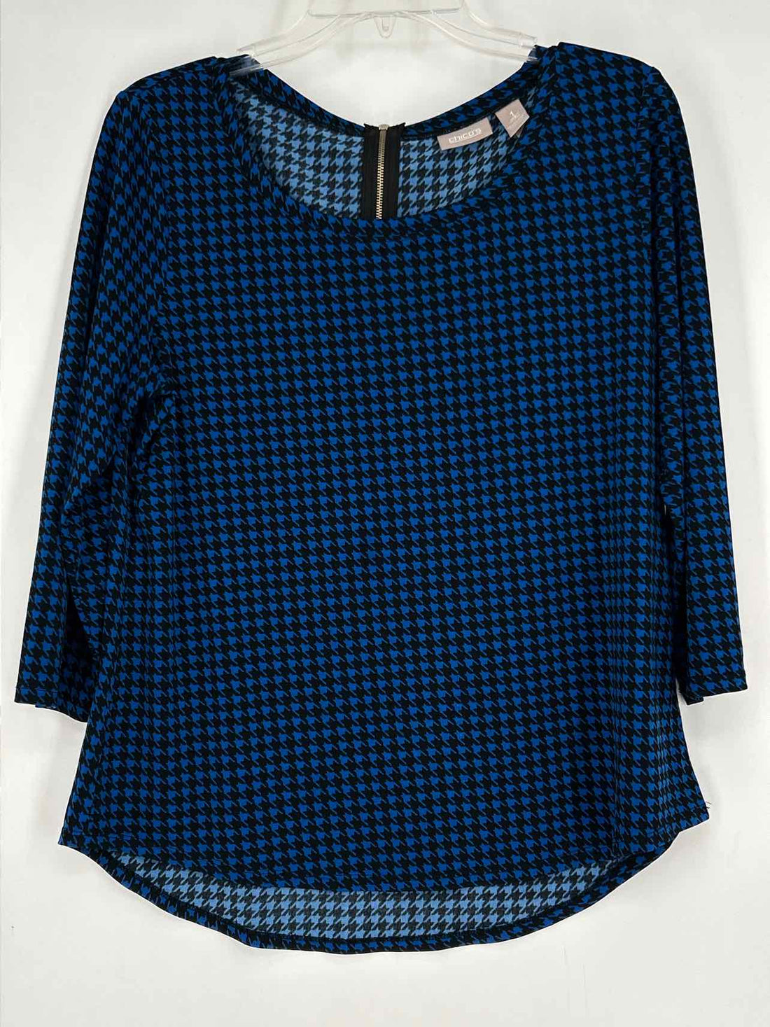 Chicos Size 1 (M) Blue & Black Long Sleeve