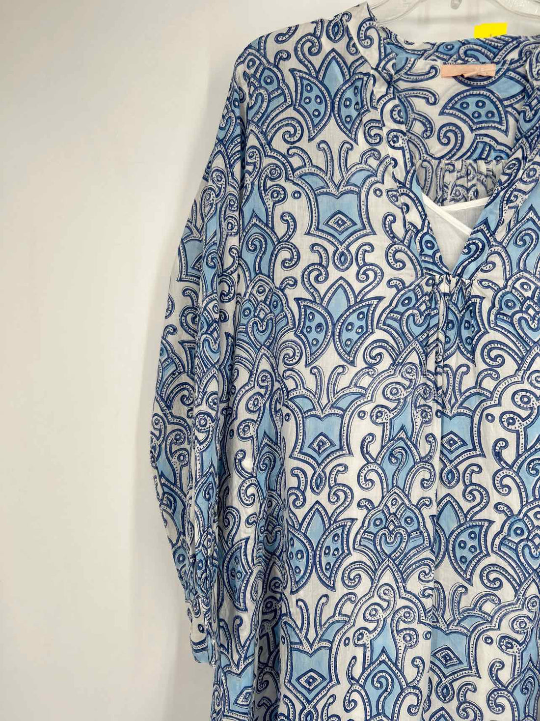 Azure Size S White & Blue Print Cotton Dress