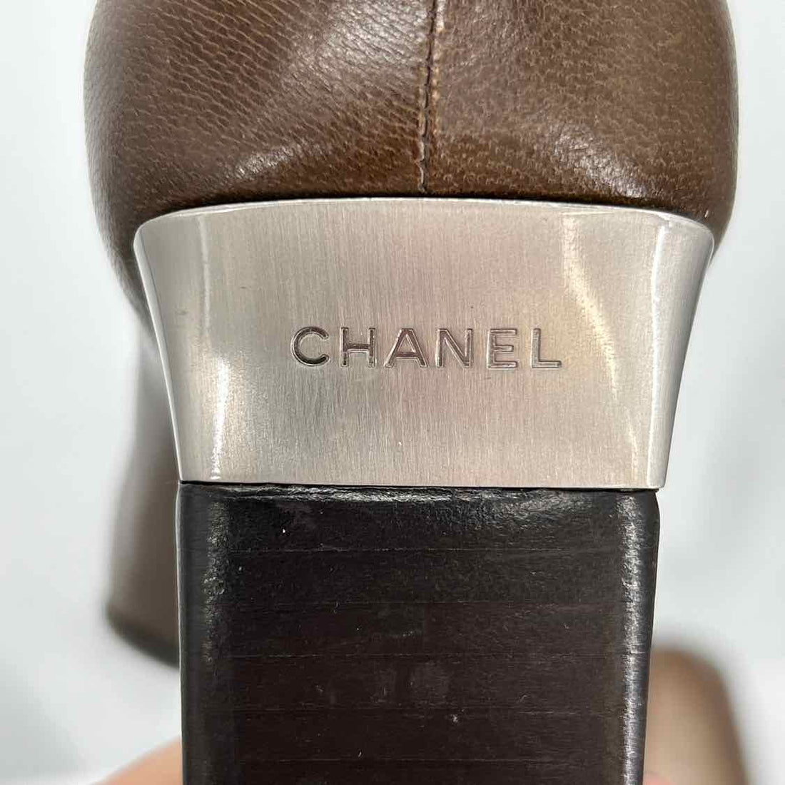 Chanel Cap Toe Block Heel Women Size 36.5 Brown & Black Vintage LUXURY