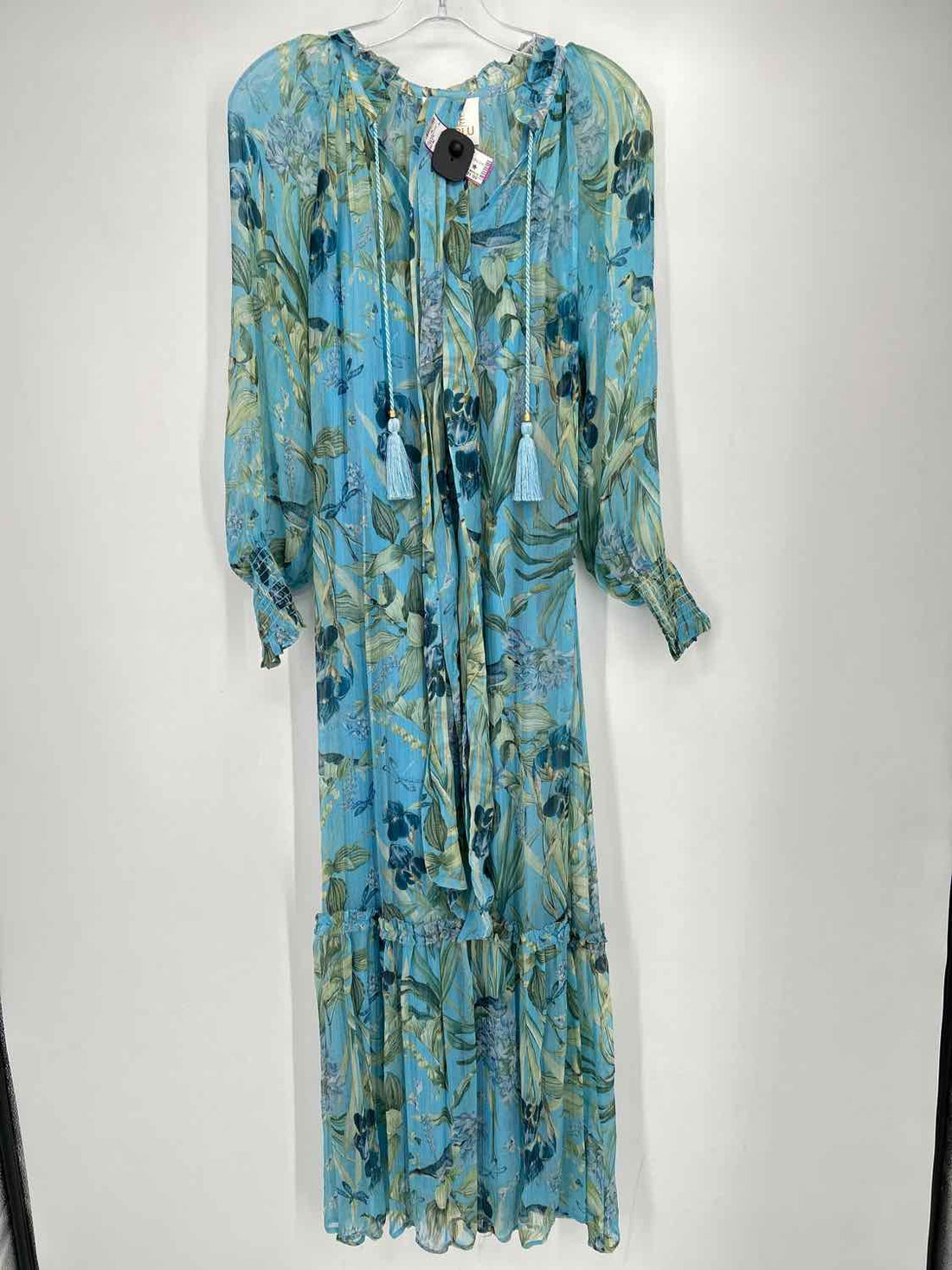 Nicoblu Size 2 Blue Floral Long Sleeve Maxi