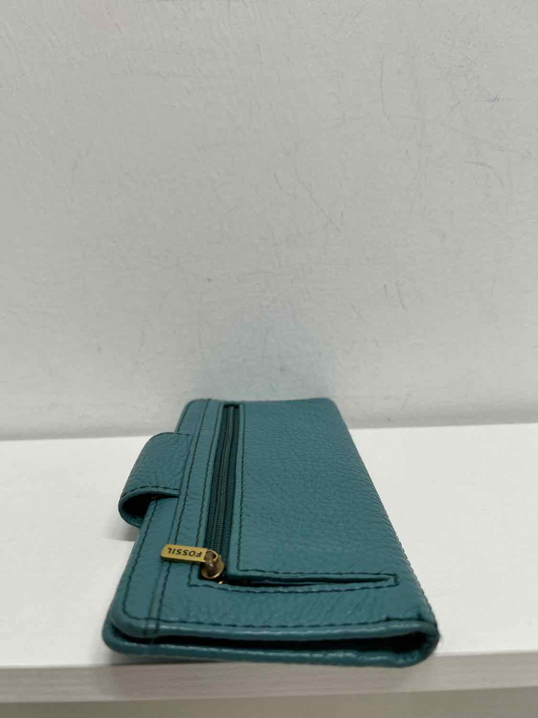 Fossil Teal Pebbled Leather Pre Owned Wallet