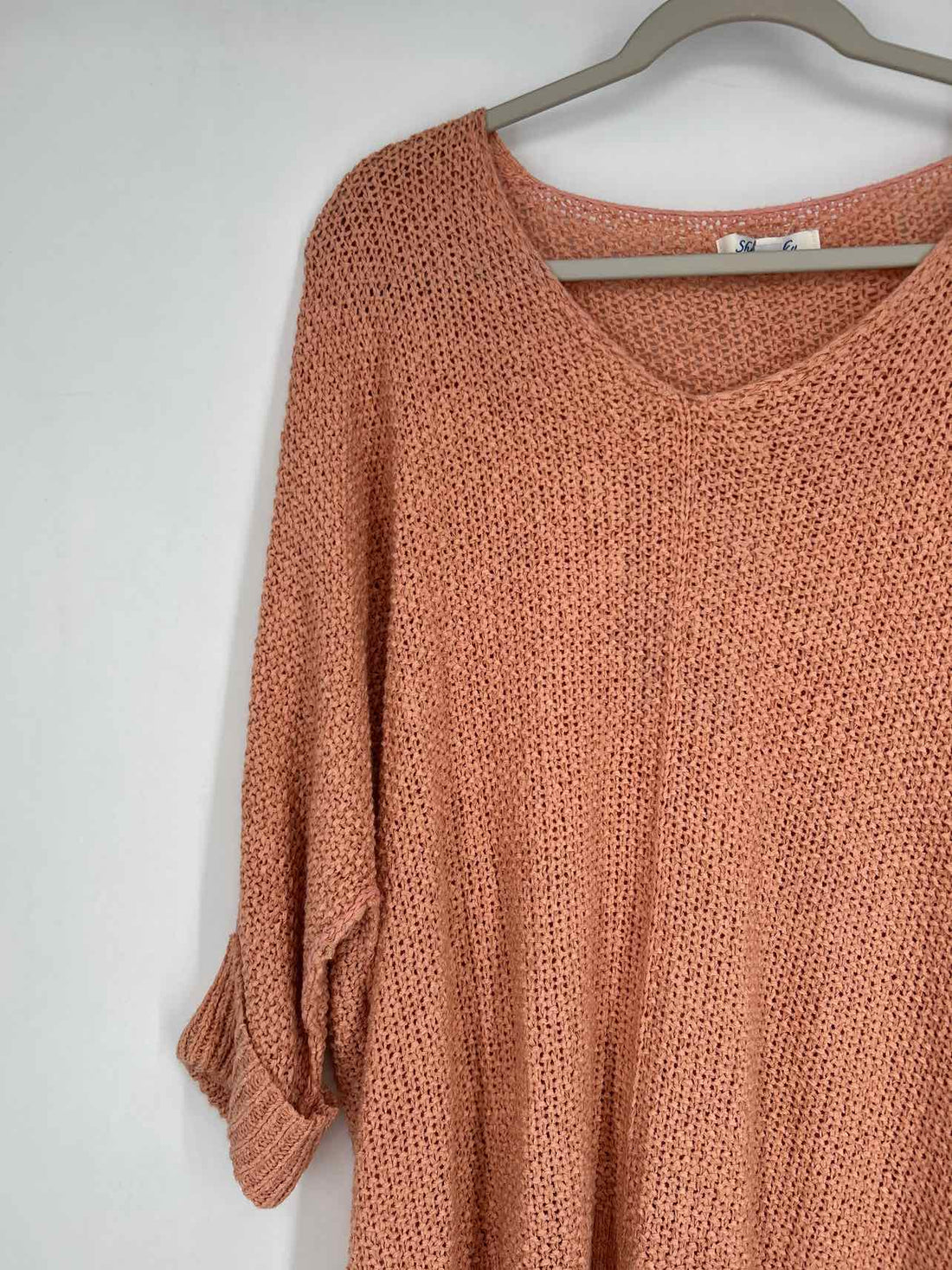 She + Sky Size One Size Peach Knit Long Sleeve