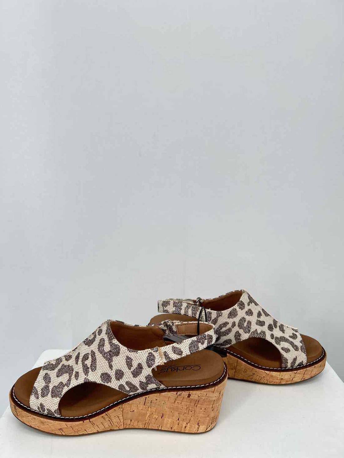 Corkys Women Size 7 Leopard Shimmer Cork Wedges