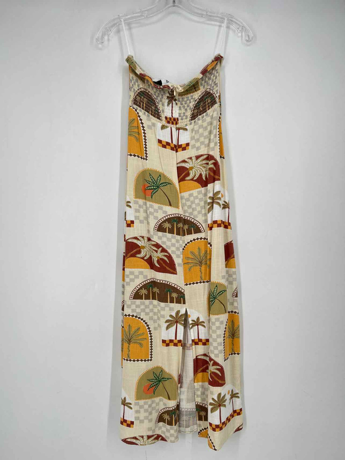 Paper Heart Size S Beige Print Strapless Dress