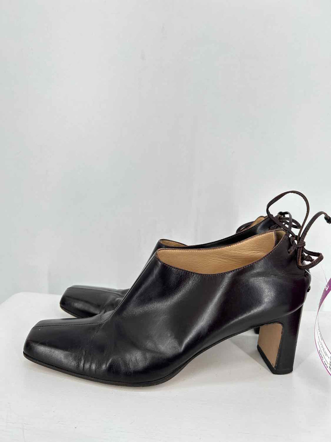 Bottega Veneta Women Size 7.5 Dark Brown Square Toe Lace Up Back Ankle Boot