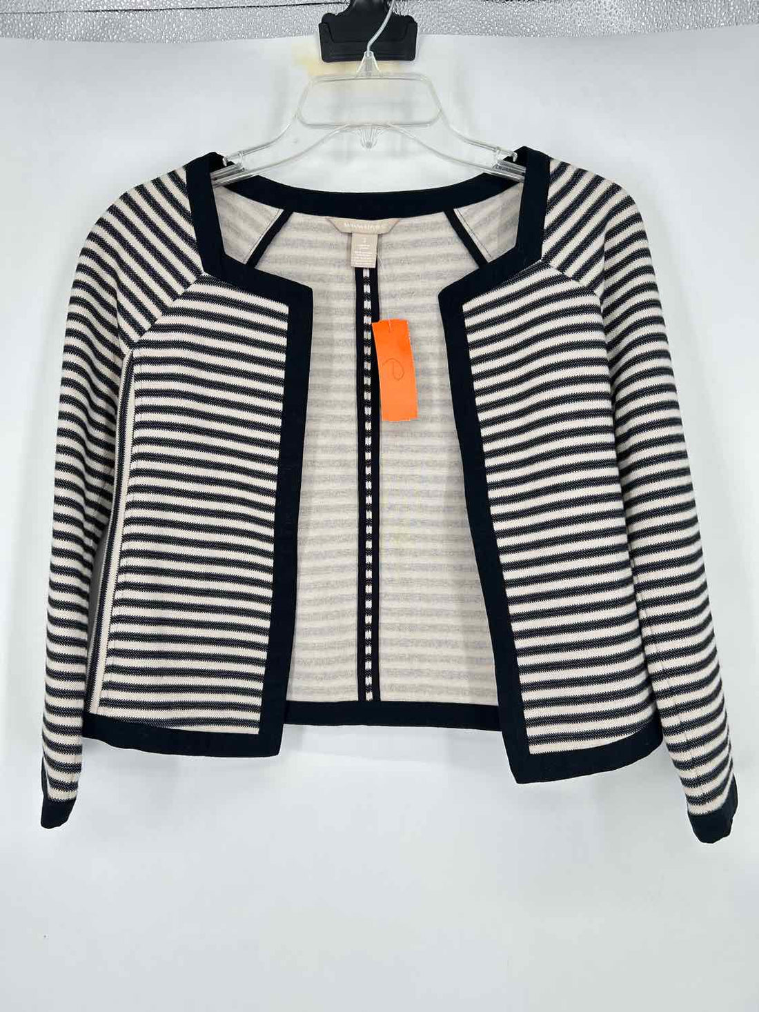 Banana Republic Size 2 White & Black Striped Blazer
