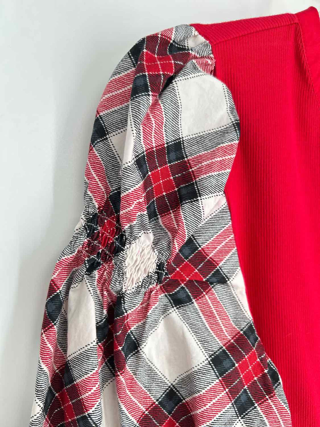 Loft Size M Red & White Plaid Long Sleeve