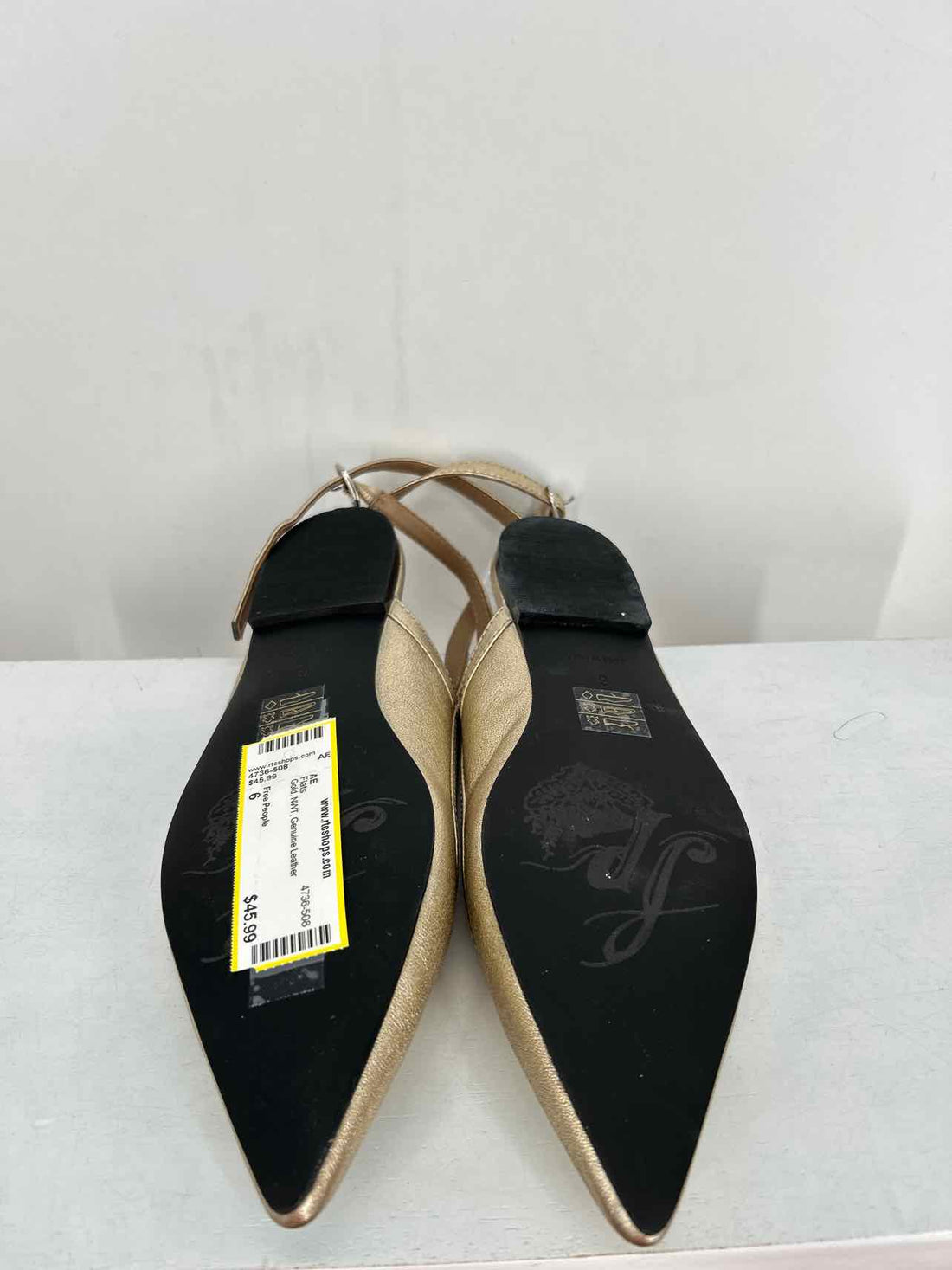 Free People Women Size 6 Gold NWT Genuine Leather Flats