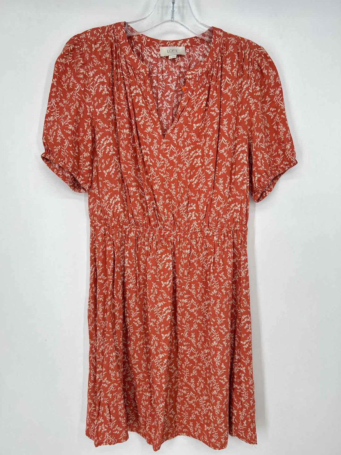 Loft Size S Rust & Cream Floral Short Sleeve Dress