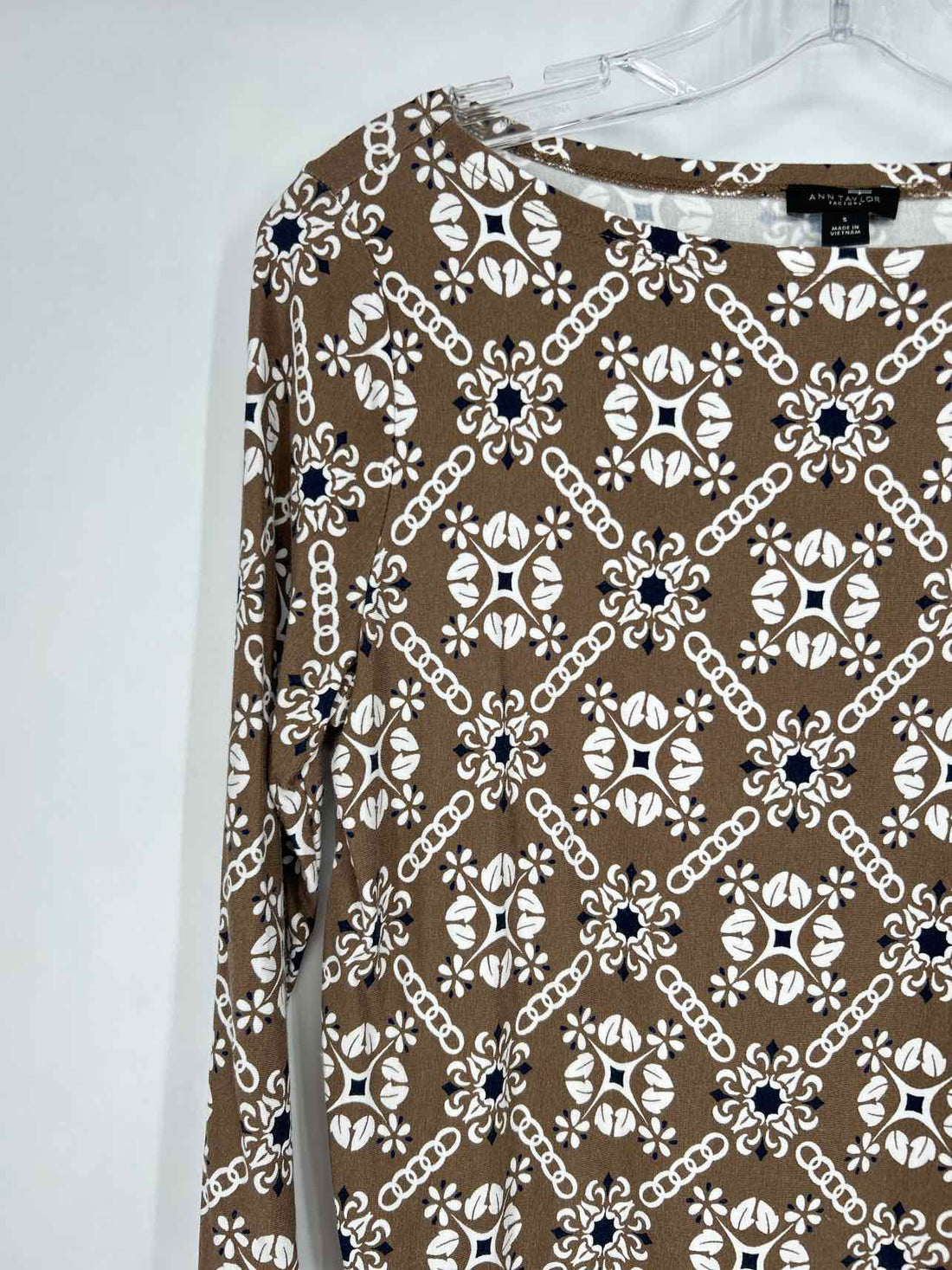 Ann Taylor Size S Brown Print Long Sleeve
