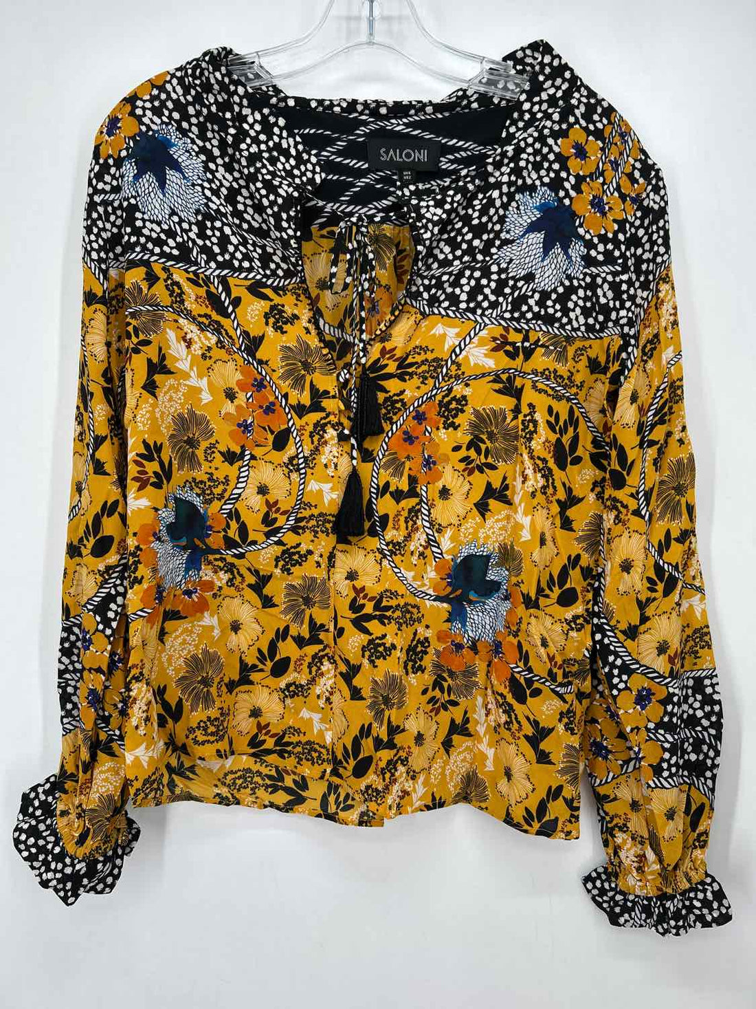 Saloni Size 2 Black & Yellow Print Long Sleeve