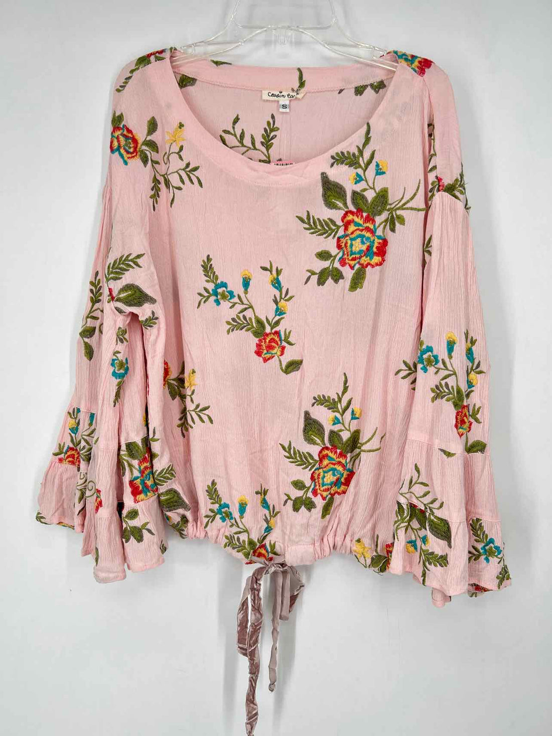 cousin earl Size S Pink Floral Embroidered Long Sleeve