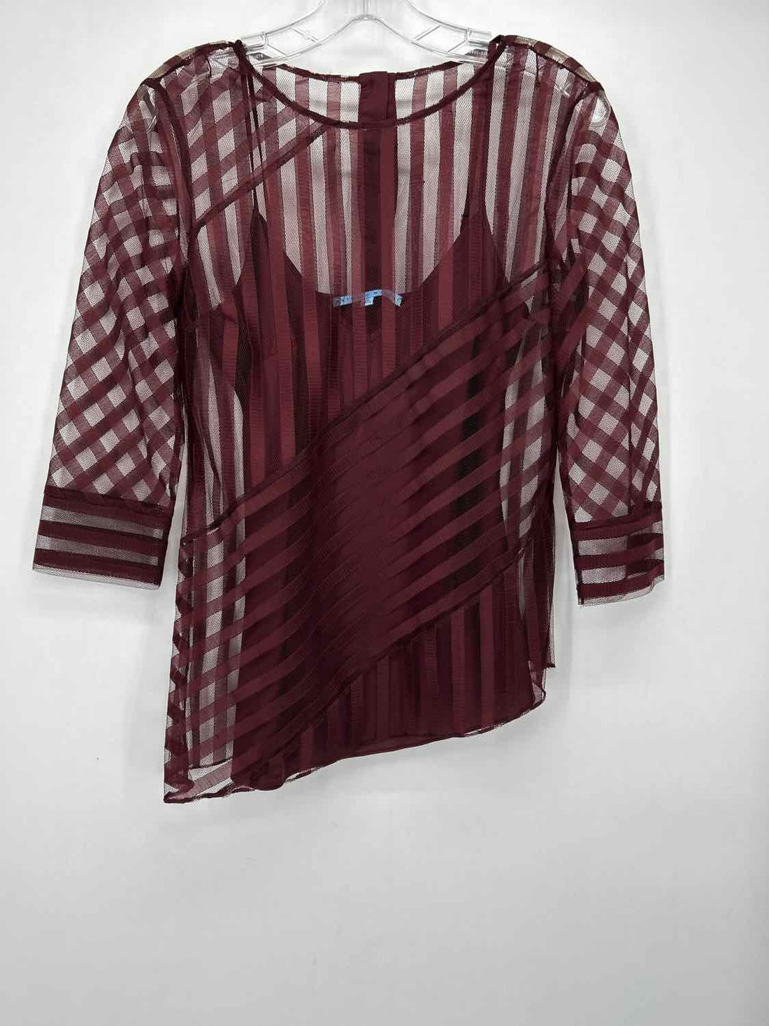 Antonio Melani Size XS Burgandy Mesh Long Sleeve
