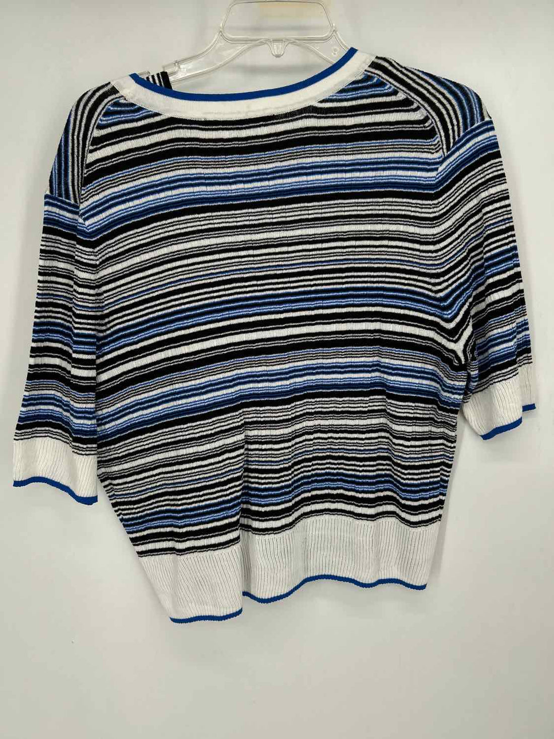 White House Black Market Size L blue & black stripe 2PC Sweater Set