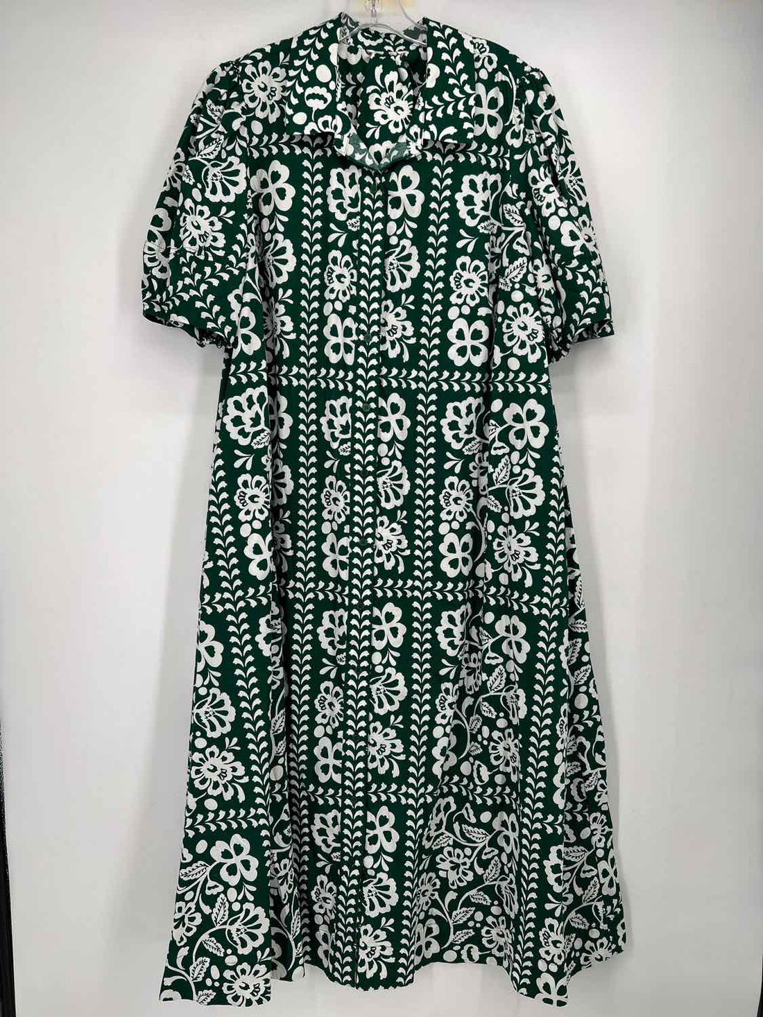 Crown & Ivy Size 2X Green & White Short Sleeve Dress