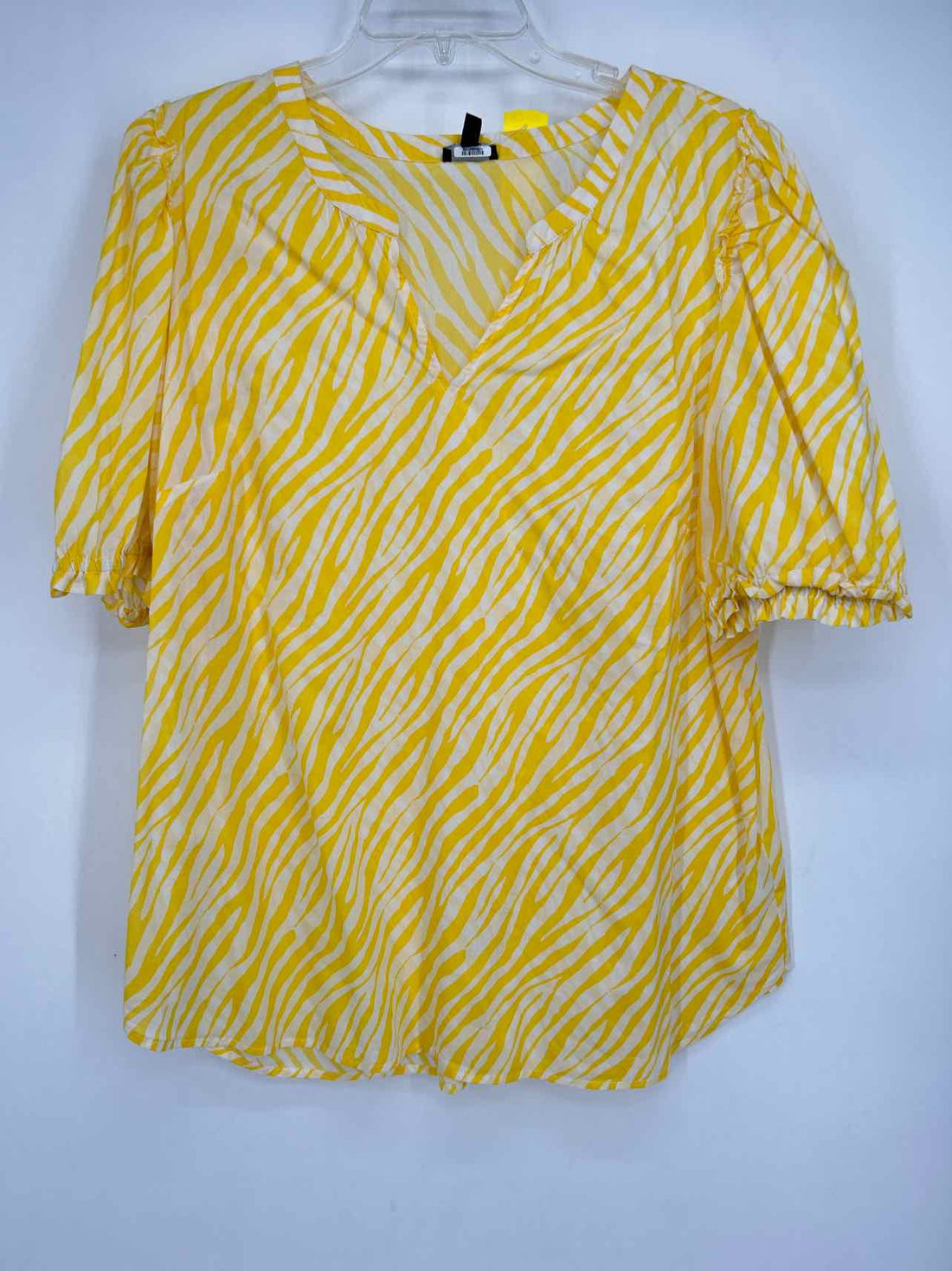 Talbots Size XL Yellow & White Short Sleeve