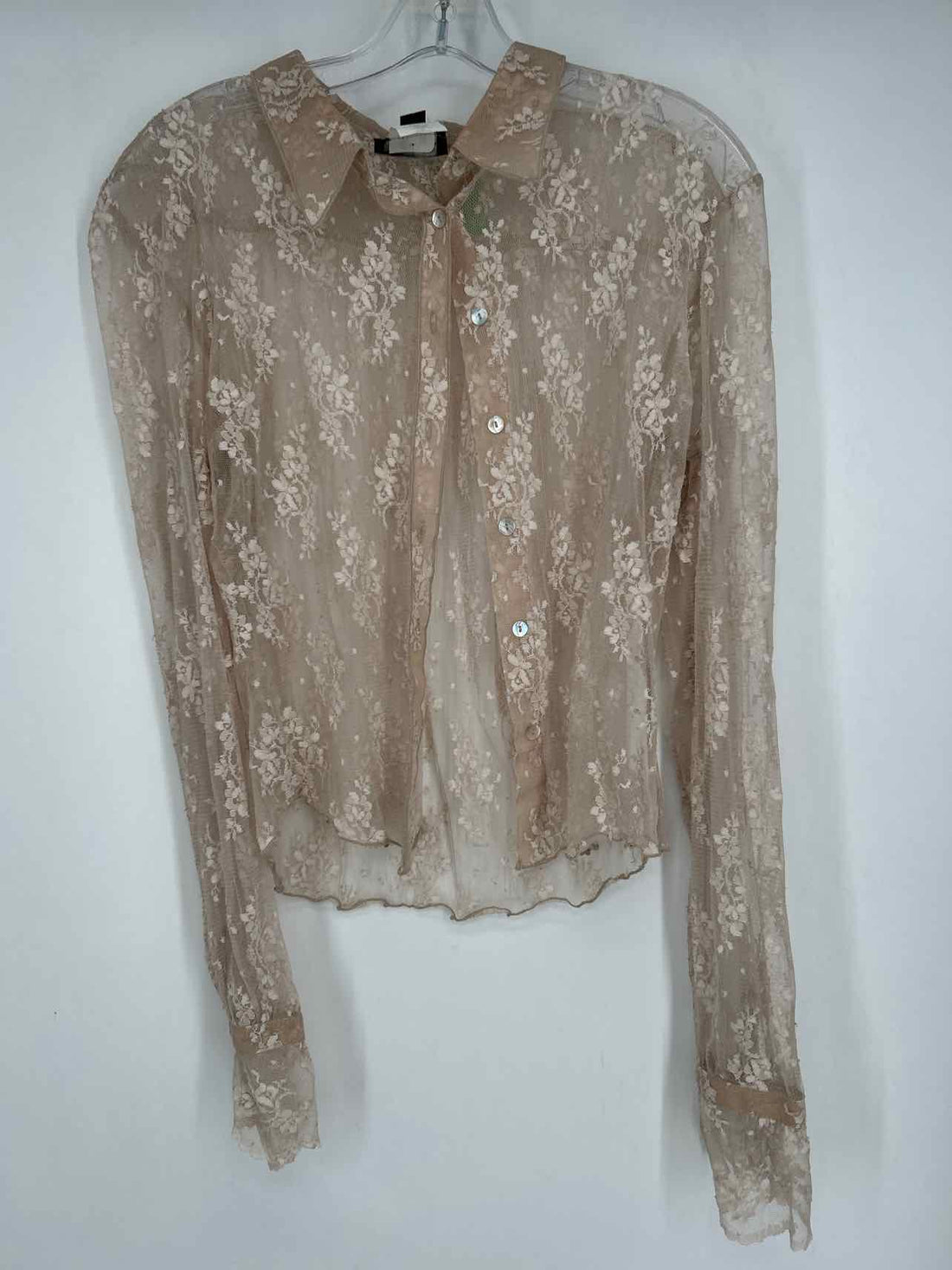 Bebe Size L Beige Lace Long Sleeve