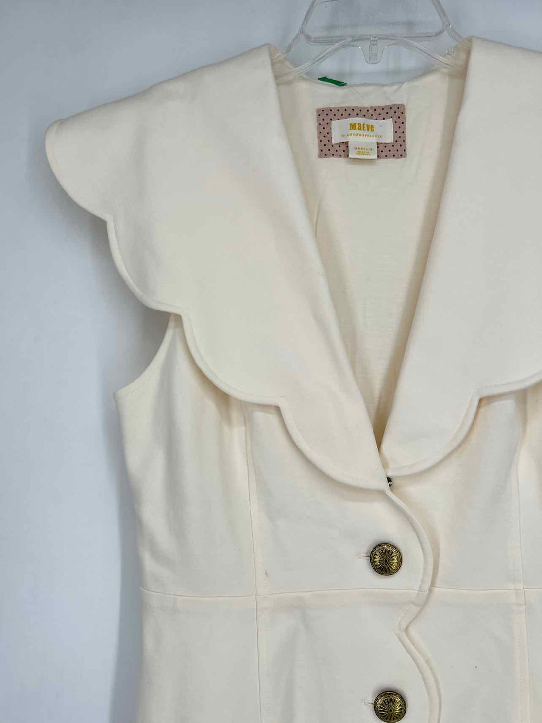 Maeve Size M Cream Short Sleeve Dress
