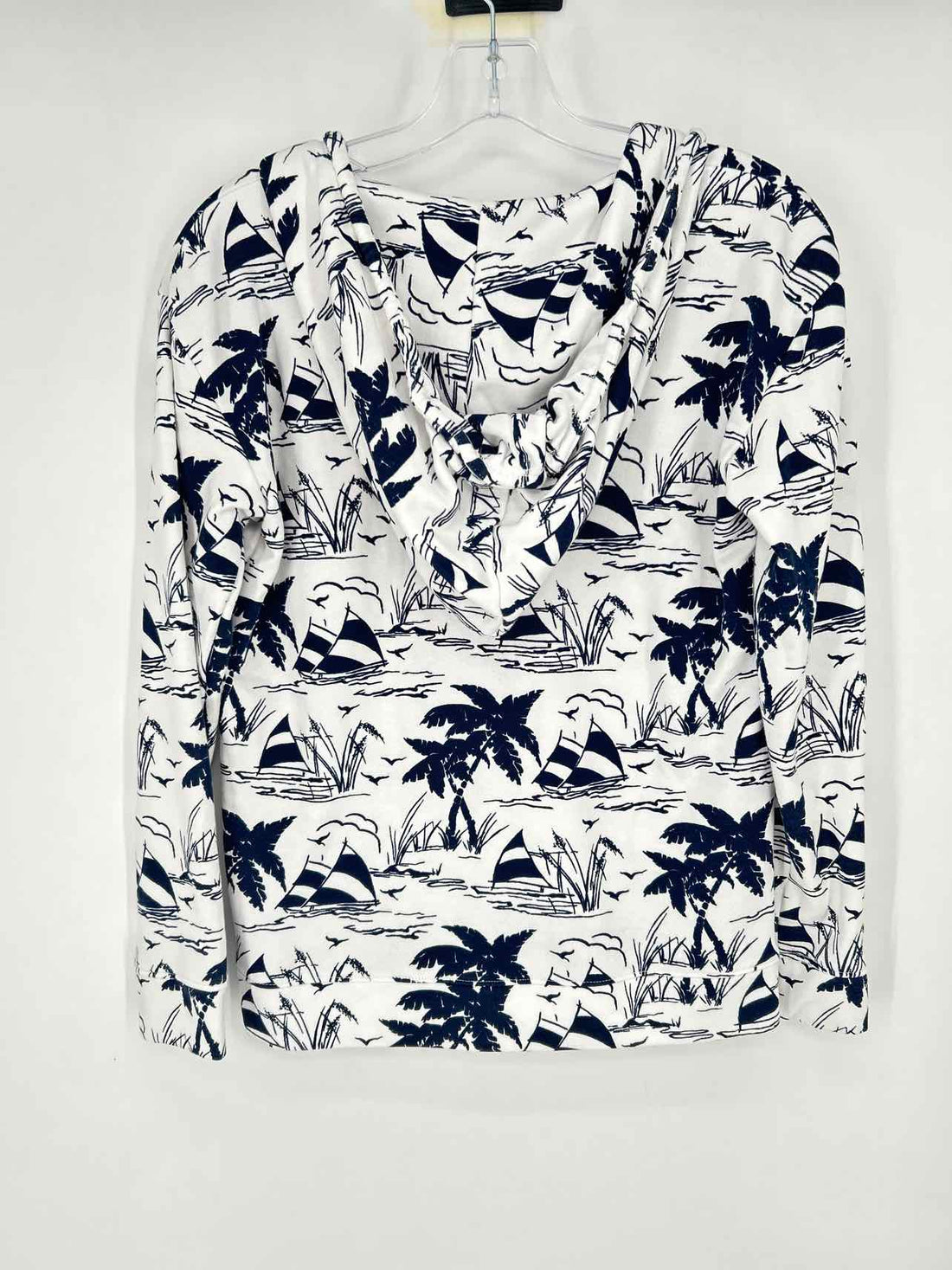 Talbots Size SP White & Navy Print Hoodie