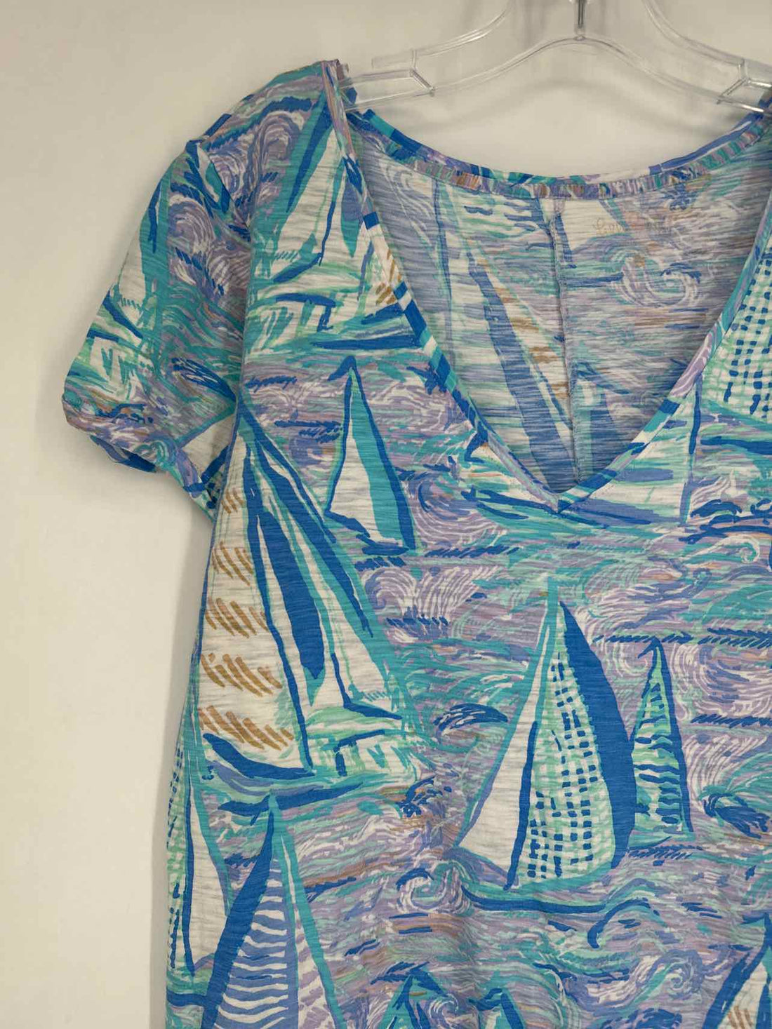 Lilly Pulitzer L Blue & Purple Print Short Sleeve Lilly Pulitzer Dress