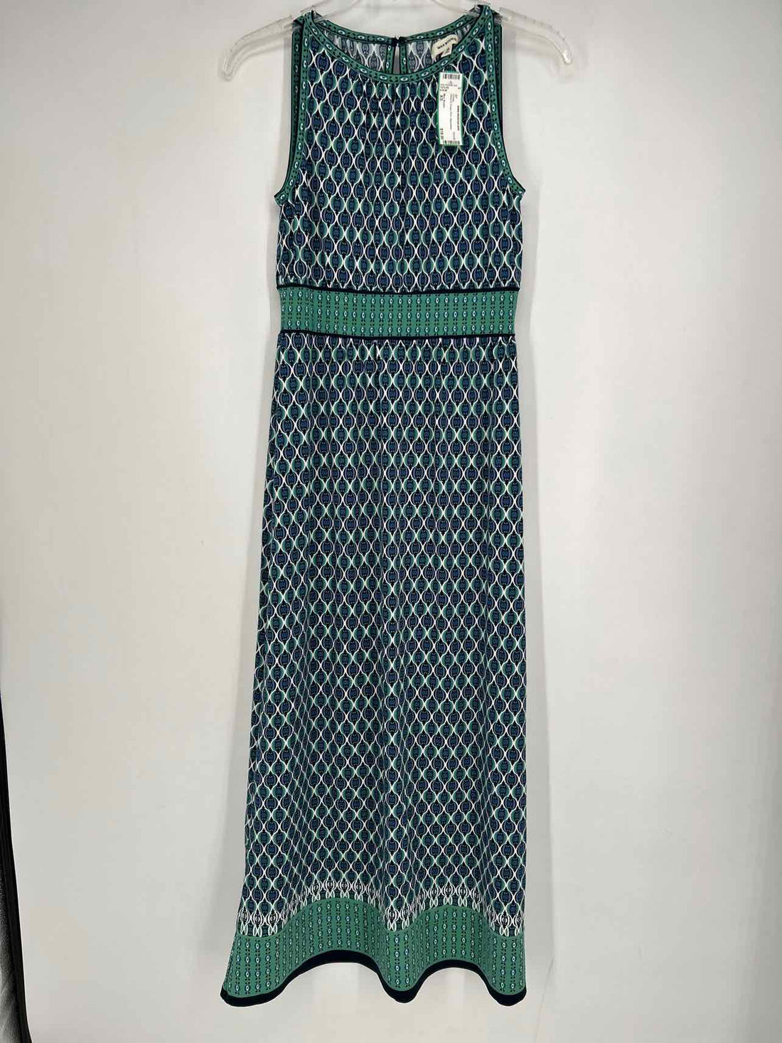 Max Studio Size XS Navy & Green Print Sleeveless Dress