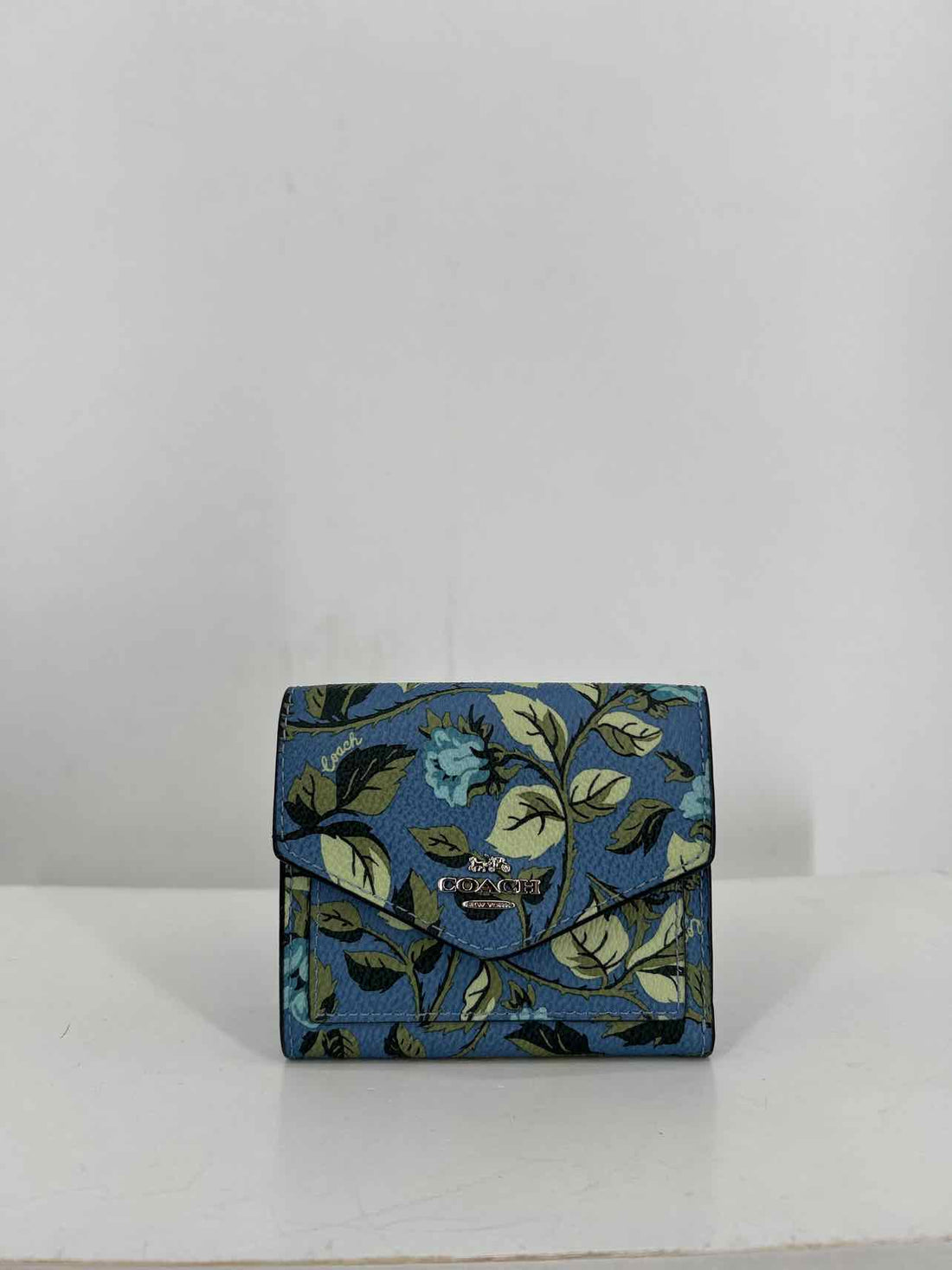 Coach Blue Print Pebbled Leather Wallet
