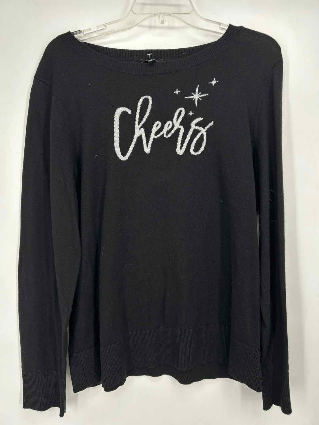 Talbots S Black & Silver Sweater Long Sleeve Holiday